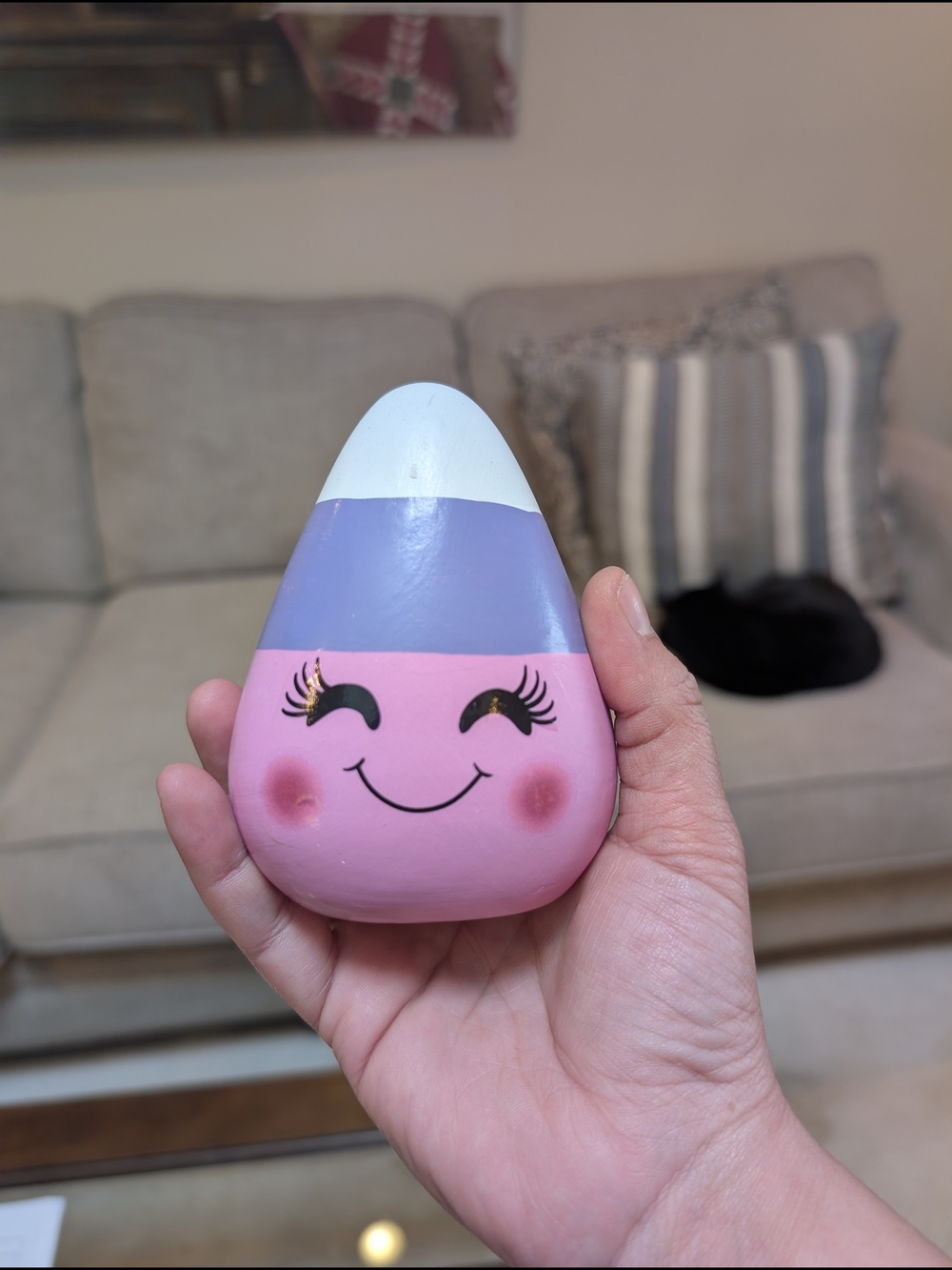 Pink & Lavender Smiley Egg Figurine